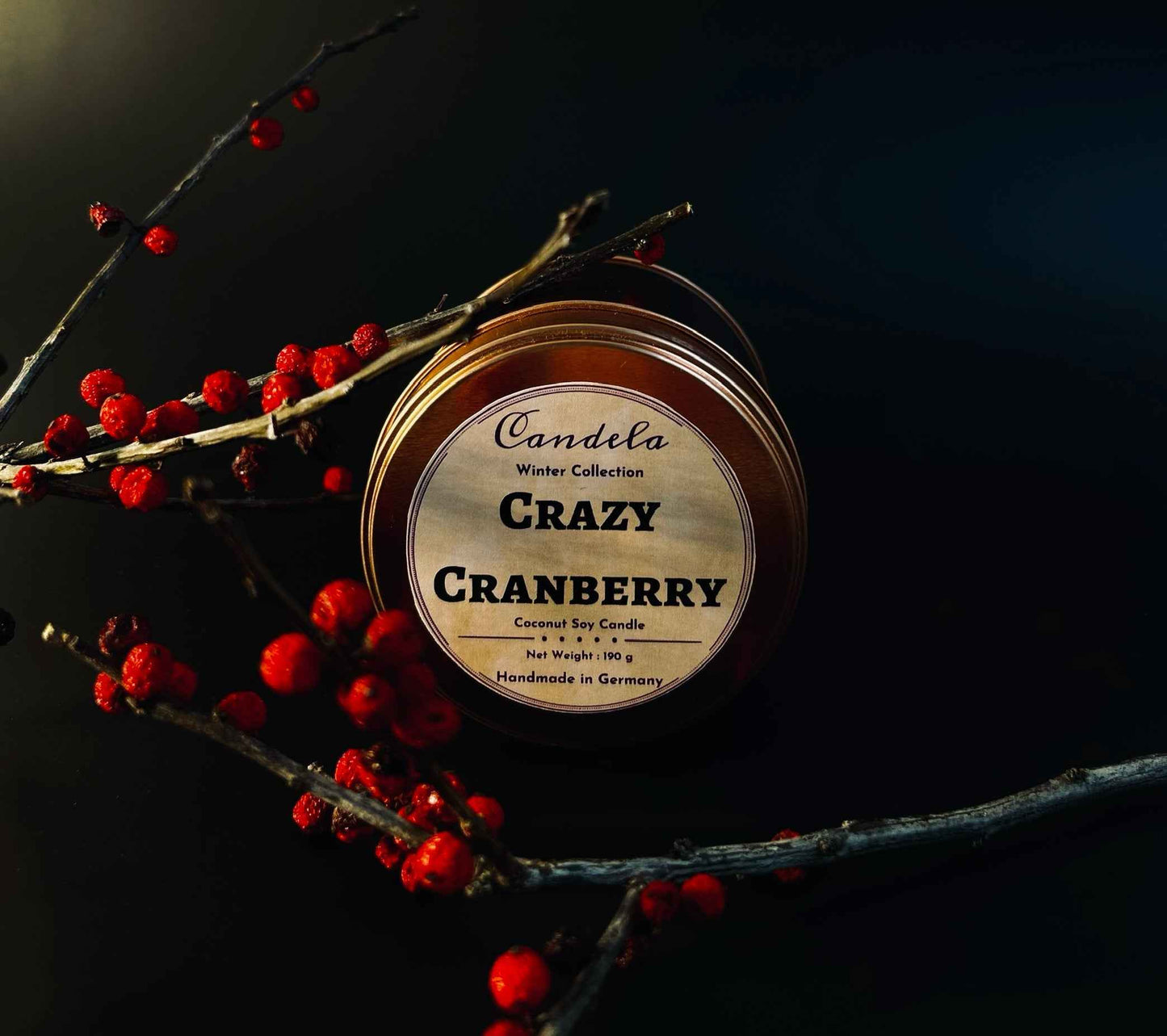 Crazy Cranberry Duftkerze – Cranberry-Zitrus Duft, handgemacht, veganes Wachs, für Wohnräume, Küche oder als Geschenk