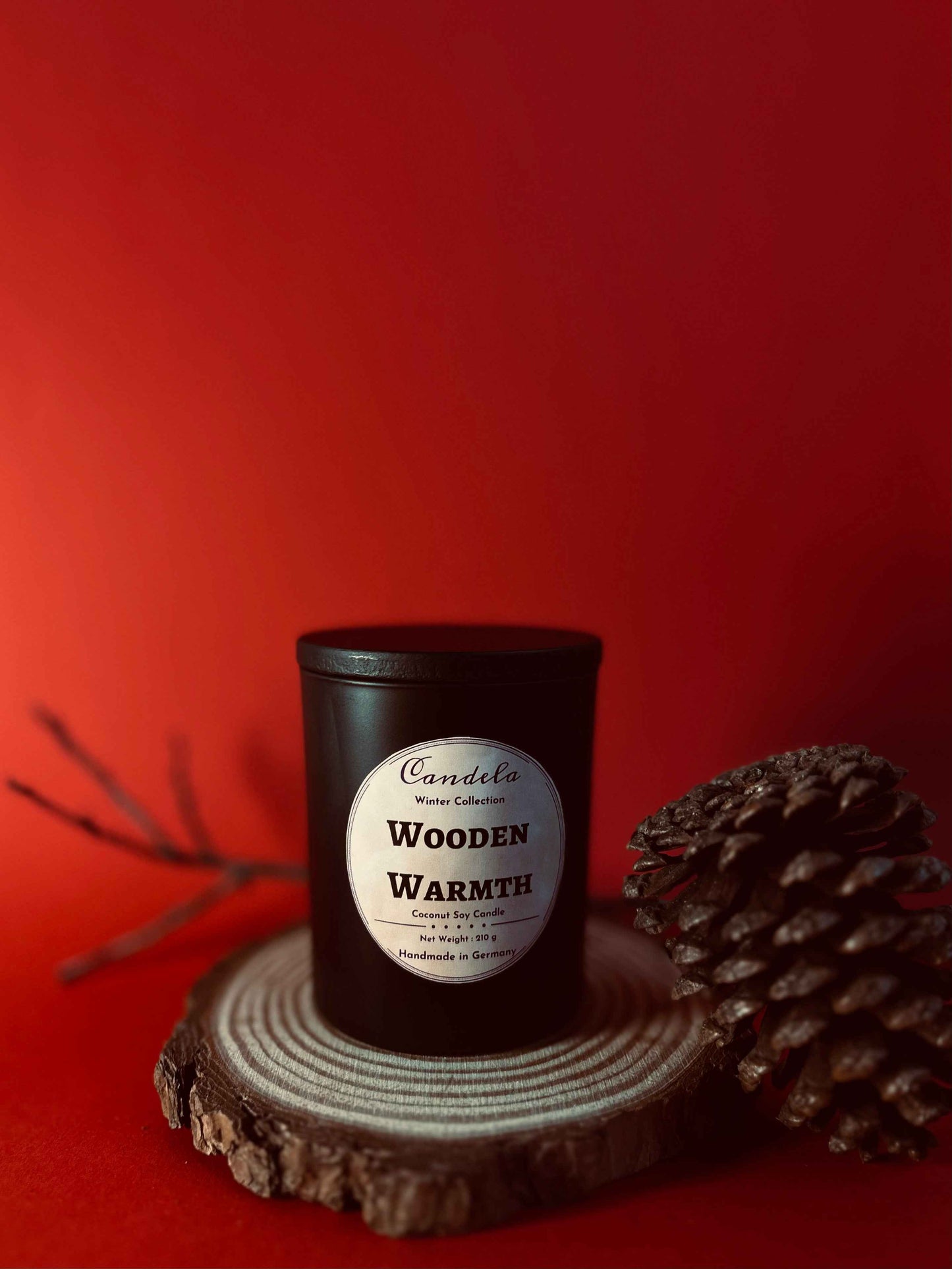 Wooden Warmth Duftkerze – Sandelholz & Cashmere Duft, handgemacht, veganes Wachs, für gemütliche Räume oder als Geschenk